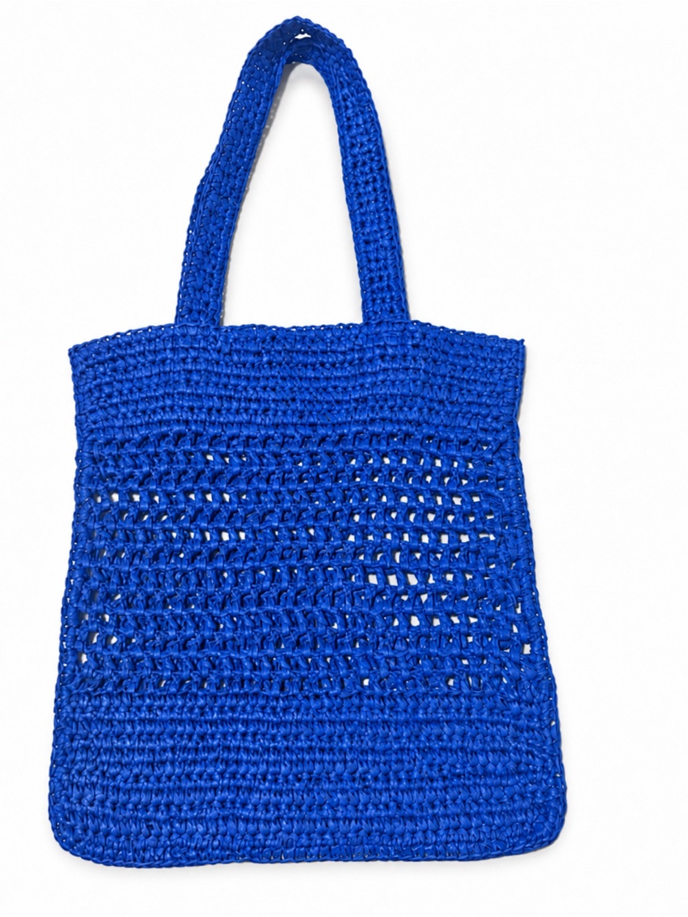 Blue Crochet-Style Shoulder Tote Bag